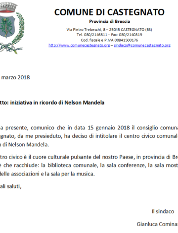 CENTENARIO NELSON MANDELA - COMUNE DI CASTEGNATO (BS)